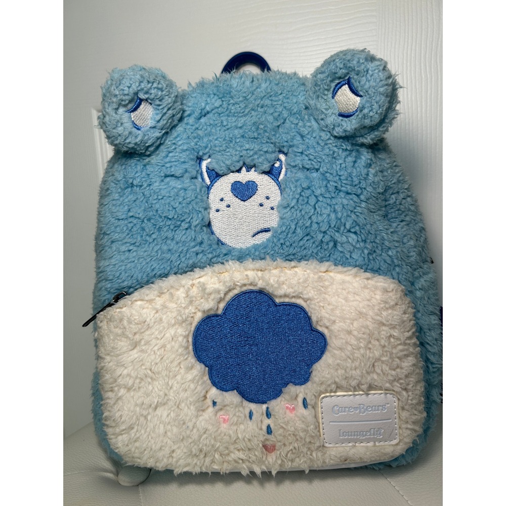 Loungefly‎ Care Bears Grumpy Bear Sherpa Mini Backpack Blue Faux Fur 2022